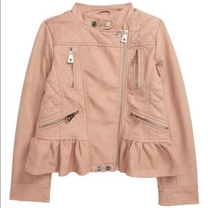 Faux leather jacket NWOT pink size 10-12